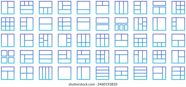 Layout Line Gradient Icon pictogram symbol visual illustration Set