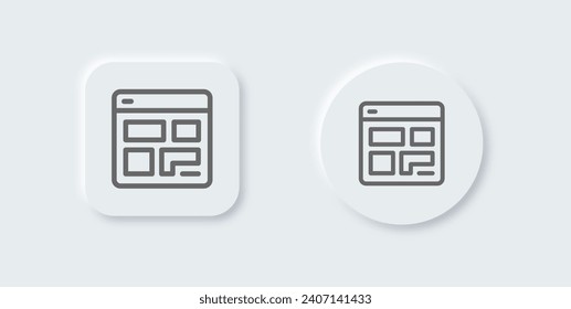 Layout line icon in neomorphic design style. Dashboard signs vector illustration.