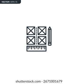 Diseño, signo de estilo lineal para el concepto móvil y el Diseño web. Símbolo, ilustración del logotipo. Gráficos de Vector perfecto de píxeles