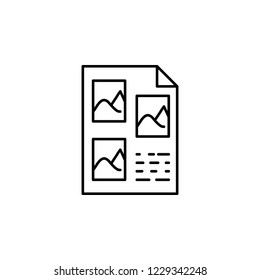 Layout, list, picture on document icon. Element of editorial design icon. Thin line icon for website design and development, app development. Premium icon