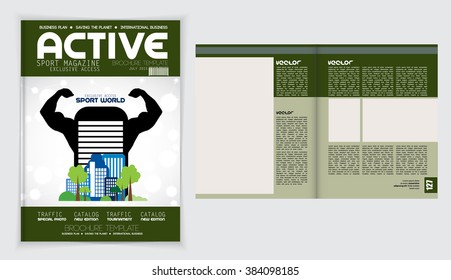 Layout magazine with cover, vector