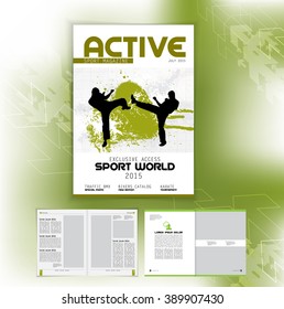 Layout magazine with cover, vector