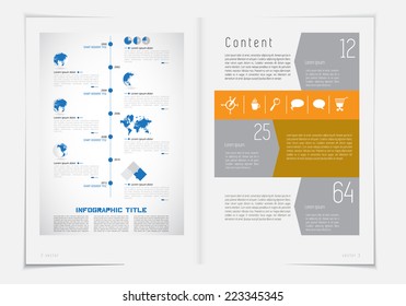 Layout magazine with infographic elements, vector 