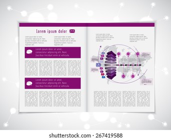 Layout magazine with infographic elements, vector 