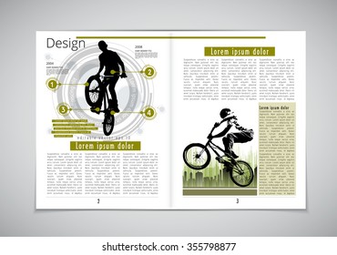 Layout magazine with sport elements. Vector