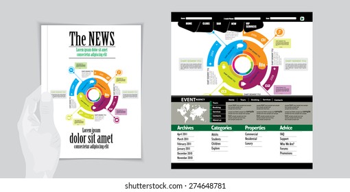 Layout magazine and website. Editable vector 