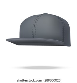 Layout of Male black rap cap. A template simple example. Editable Vector Illustration isolated on white background.