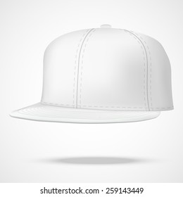 Layout of Male white rap cap. A template simple example. Editable Vector Illustration isolated on white background.