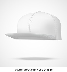 Layout of Male white rap cap. A template simple example. Editable Vector Illustration isolated on white background.