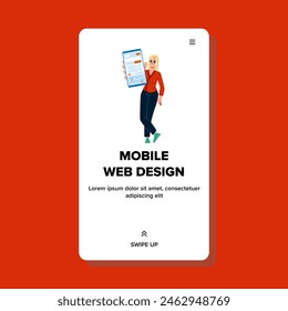 layout mobile web design vector. navigation user, friendly friendly, interface development layout mobile web design web flat cartoon illustration