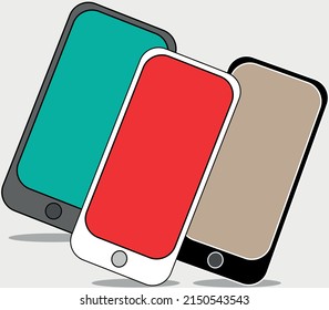 Layout of modern smartphones with different designs. High-quality, realistic, fashionable smartphones with a color screen. Template for design, infographic or presentation. vector.