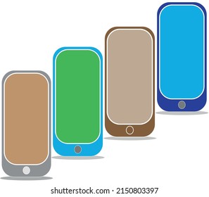 Layout of modern smartphones with different designs. High-quality, realistic, fashionable smartphones with a color screen. Template for interface, design, signboard, infographic or presentation. vector