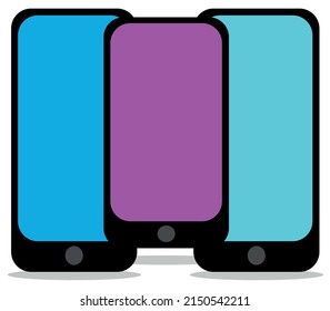 Layout of modern smartphones. High-quality, realistic, fashionable smartphones with a color screen. Template for interface, design, signboard, infographic or presentation. vector