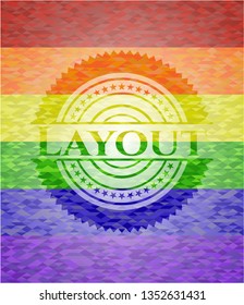 Layout on mosaic background with the colors of the LGBT flag