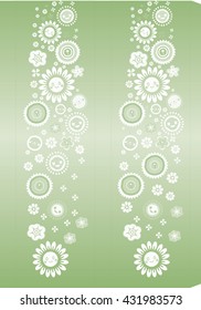 The layout of the package for children's colored pencils, Vector fabulous white flowers, daisies on a green background
