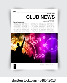 Layout page, music magazine, vector