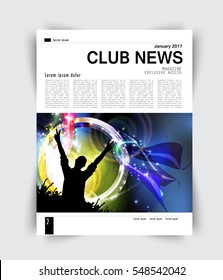 Página Diseño, revista musical, vector