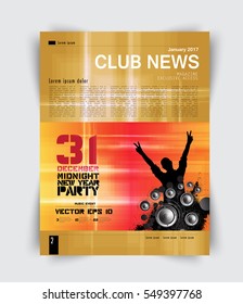 Página Diseño, revista musical, vector
