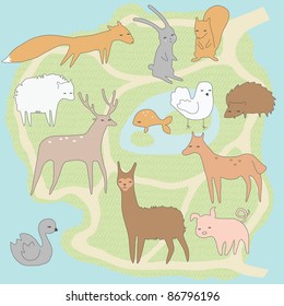 Layout plan of little zoo with animals