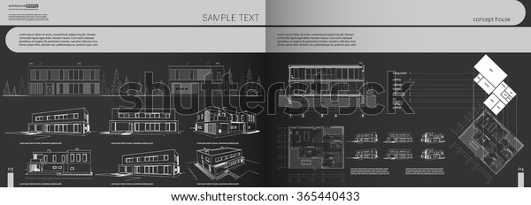 Layout Portfolio Architekt Hintergrund Abdeckung Uberschrift Stock Vektorgrafik Lizenzfrei