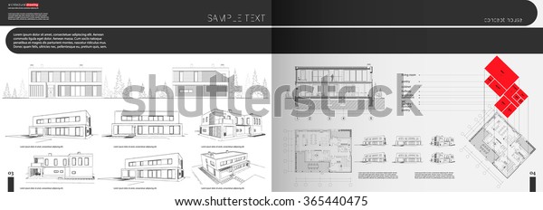 Layout Portfolio Architekt Hintergrund Abdeckung Uberschrift Stock Vektorgrafik Lizenzfrei