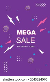 Layout poster template design for promotion sale, big sale, mega sale and flash sale, Vector illustration.