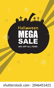 Diseño de plantillas de afiches de diseño para la venta de promoción con tema de halloween, ilustración vectorial.