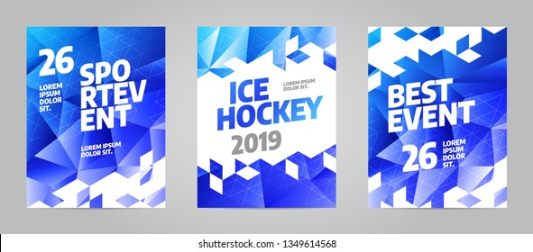 Layout poster template design for sport event, tournament, championship or ice hockey.