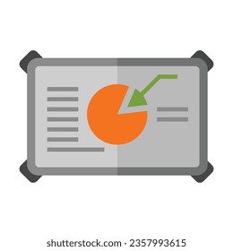 Layout presentation with economy analysis. Signs for organization of workflow cartoon illustration. Finance and business concept. Colored flat vector isolated on white background