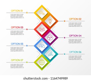 Layout of rhombus infographic with business icons. Vector.