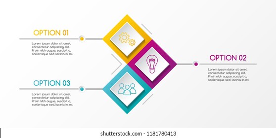 Layout of rhombus infographic with business icons. Vector.