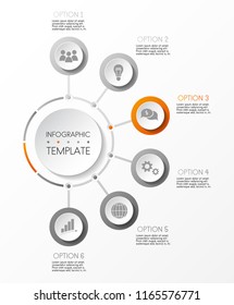 Layout of round infographic with icons. Vector.