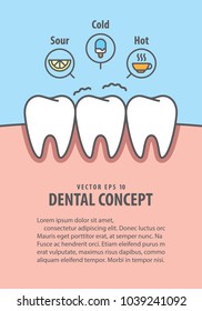 Layout Sensitive teeth illustration vector on blue background. Dental concept.