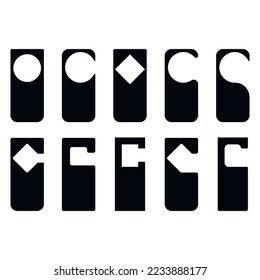 Layout silhouette collection for handle of room hotel for message, do not disturb and please clean. Vector illustration. Hotel door sign, do not disturb doorknob message, business isolatoin concept