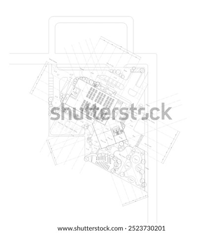 layout or site plan of a large building with a landscape around it