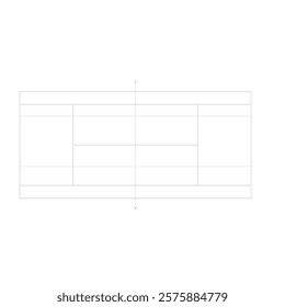 layout sketch of a simple tennis court with simple stands