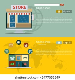 Layout of the start page of the online store. Vector illustration