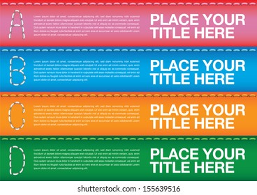 Layout stitching design with colors and area for text. Vector illustration.