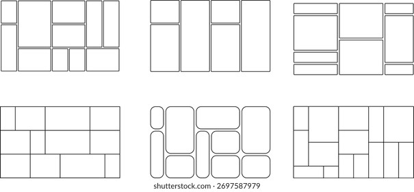 Coleção de Estruturas de Layout de Várias Formas Retangulares e Arredondadas para Design