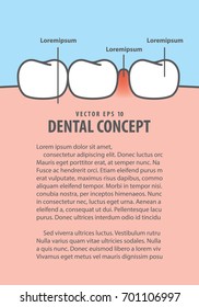 Layout Swollen inflammation gums with teeth frame cartoon style for info or book illustration vector on blue background. Dental concept.