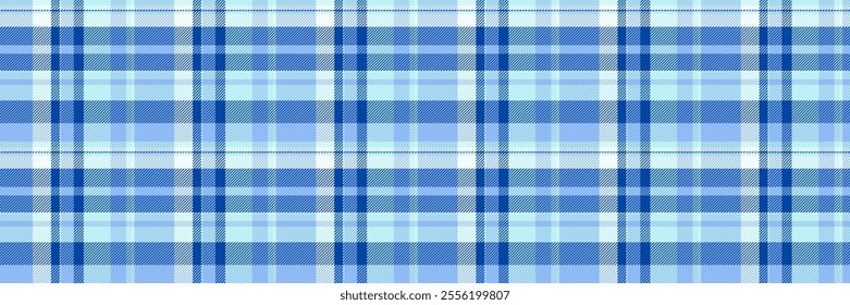 Layout tartan textile check, craft seamless texture pattern. Folklore background plaid vector fabric in blue and light colors palette.