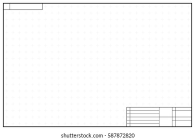 Layout template in blueprint style with marks on white