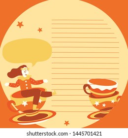 Layout template : Boy and girl in carnival /amusement park concept with magical elements : Vector Illustration
