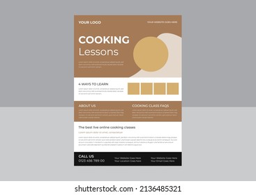 Layout template for cooking classes flyer, Young chef woman holding kitchen item and showing gesture delicious, cooking class flyer design. online cooking class poster leaflet design.