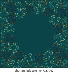 Layout template design with the branches, bushes, leaves,
