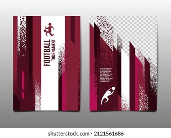 Layout template design, football, soccer, red magenta tone, sport background