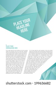 Layout template design with geometric element and clean background/ blue color vector art leaflet template