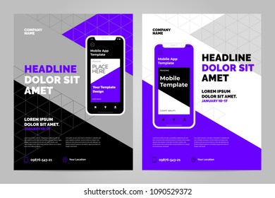 Layout template design with Mobile application. Business brochure flyer design layout.