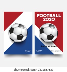 Layout Template Design Of The Poster For Sport Event. Football Tournament Illustration Poster. Logo Realistic Soccer Ball. 