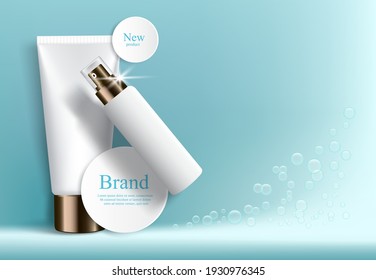 Layout template for facial cleanser and makeup sales,vector illustration,cosmetics concept avertising design